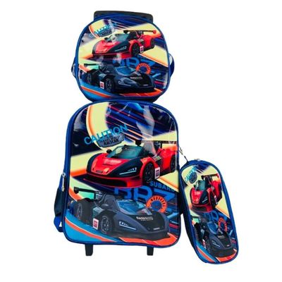 Kit Mochila Infantil Com Rodinhas - Estojo E Lancheira