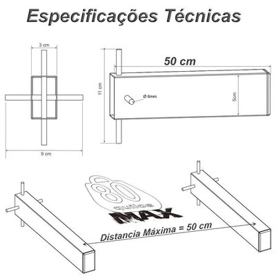 Suporte Pia Chumbar Bancada Aparador Mesa 50 Cm Branco