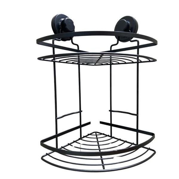 Suporte De Canto Duplo Para Shampoo Com Ventosa Redonda Black - Steel