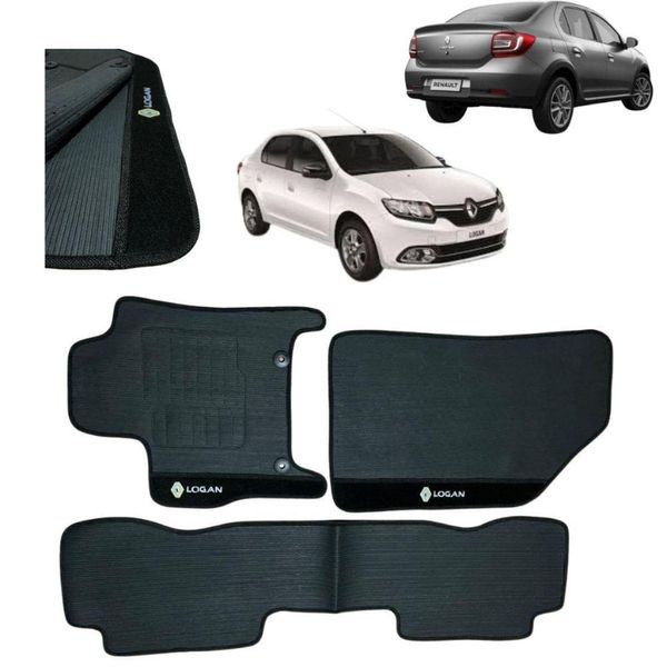 Tapete De Borracha Renault Logan 2015 Em Diante 3 Peças