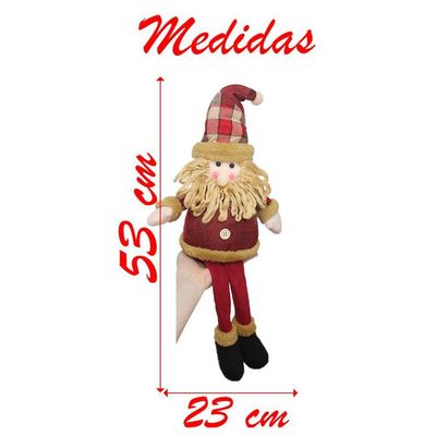 Boneco De Natal Papai Noel Sentado Perna Mole Em Tecido