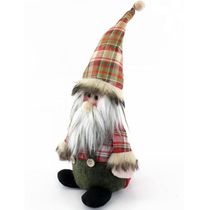 Boneco Natal Decorativo Papai Noel Tecido Xadrez 22cm