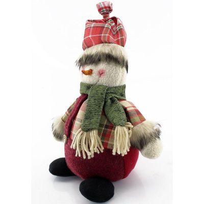 Boneco Natal Decorativo Boneco De Neve Tecido Xadrez 22cm