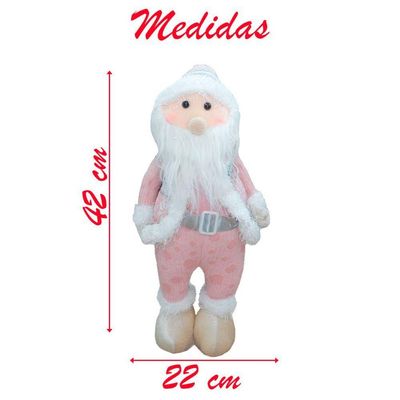 Boneco Natal Papai Noel Rosa Natalino 42cm