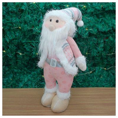 Boneco Natal Papai Noel Rosa Natalino 42cm