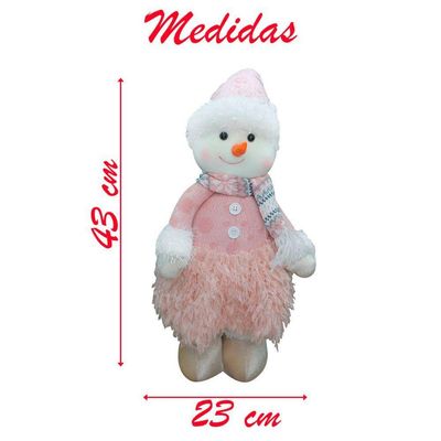 Boneco Natal Menina Boneco De Neve Rosa Natalina 43cm