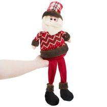 Boneco De Natal Papai Noel Sentado Perna Mole Em Tecido 56cm