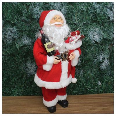 Boneco Natal Papai Noel Com Presente Sommelier 45cm