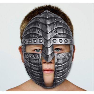 Kit Medieval Espada E Mascara Guerreiro De Combate Jr0610 Prata