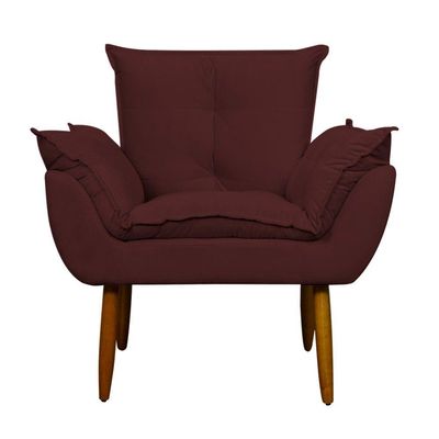 Poltrona Decorativa Para Sala E Quarto Opala Suede Herrero Cor:marsala