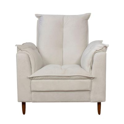Poltrona Amamentação Pés Madeira Maciça Suede Herrero Cor:bege