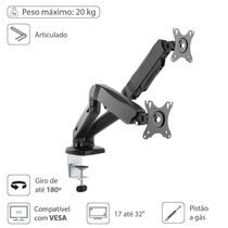 Suporte A Gás Para 2 Monitores 17'' A 32'' Vesa 100x100 Sm-341b