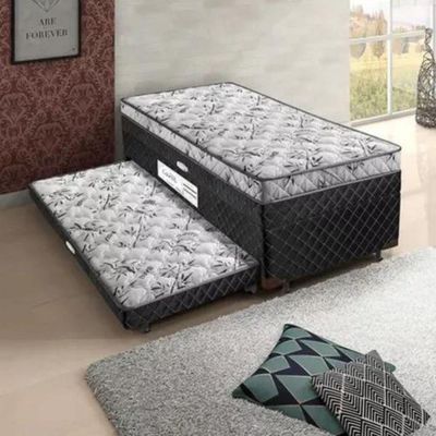 Cama Box Solteiro Carol Com Cama Auxiliar E Baú Light Spuma Preto Light