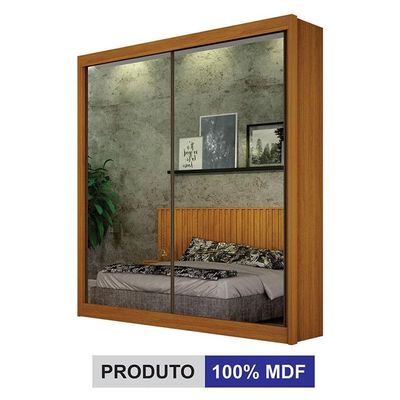 Guarda Roupa 2 Portas 2 Espelhos São Paulo Gold Cinamomo - Leifer Móveis