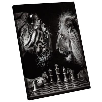 Quadro Decorativo Xadrez Felino