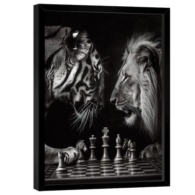Quadro Decorativo Xadrez Felino