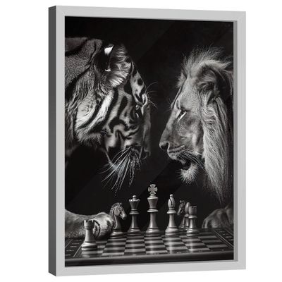 Quadro Decorativo Xadrez Felino