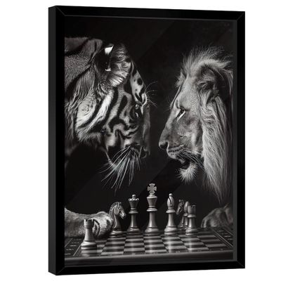 Quadro Decorativo Xadrez Felino