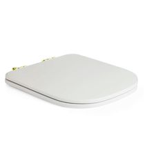 Assento Poliester Soft Close Antimicrobiano Quadra Branco Para Vaso Deca Com Ferragem Dourada