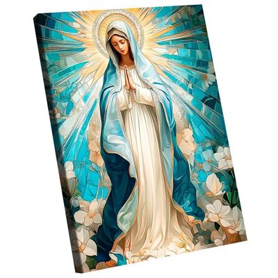 Quadro Decorativo Nossa Senhora Aparecida Branco E Azul