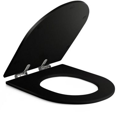 Assento Poliester Soft Close Carrara Preto Fosco Para Vaso Deca