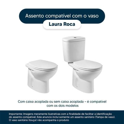 Assento Sanitario Poliester Antibacteriano Laura Branco Para Vaso Roca