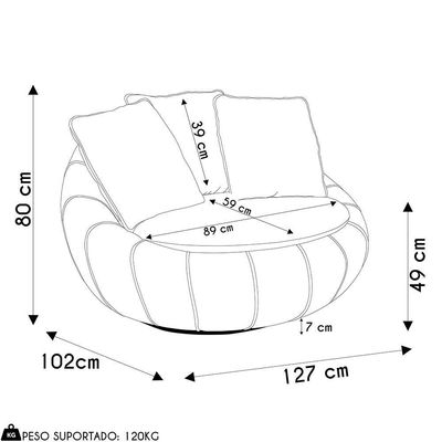 Poltrona Para Sala Giratória Redonda Saphire M22 Linho Bege/caramelo - Mpozenato