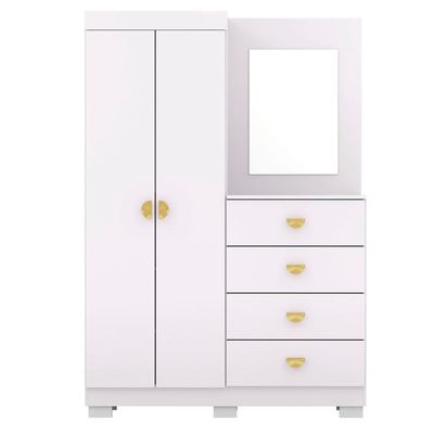 Comoda Roupeiro Espelho 120 Cm 2 Portas 20034 Branco Camarim Flex