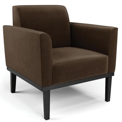 Poltrona Base Madeira Preto Kit 2 Maressa Suede Marrom - Ibiza