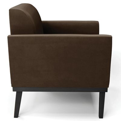 Poltrona Base Madeira Preto Kit 2 Maressa Suede Marrom - Ibiza