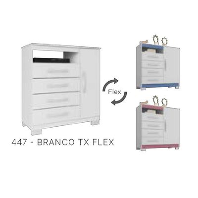 Comoda Sapateira 1 Porta 4 Gavetas 84 Cm Moden 2258 Branco Flex Incp