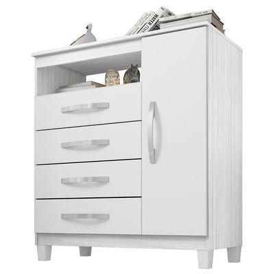Comoda Sapateira 1 Porta 4 Gavetas 84 Cm Moden 2258 Branco Flex Incp