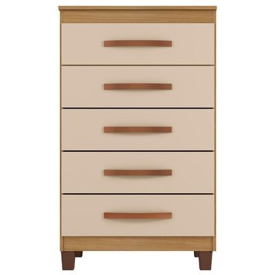 Comoda 5 Gavetas 57 Cm Moden 2259 Carvalho Am Off White Incp