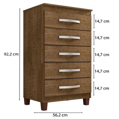 Comoda 5 Gavetas 57 Cm Moden 2259 Malbec Incp