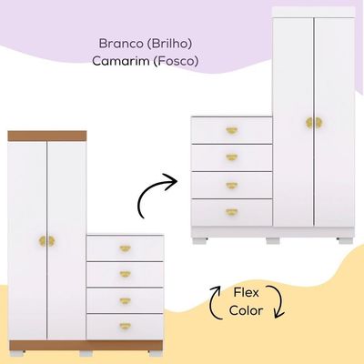 Comoda Roupeiro 120 Cm 2 Portas Cris 20034 Branco Camarim Flex