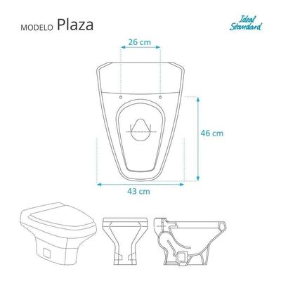 Assento Sanitário Poliester Plaza Branco Para Vaso Ideal Standard