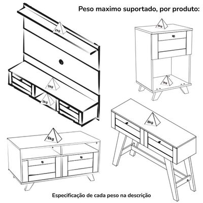 Painel 72 Polegadas Aparador 2 Mesas Tr4 Carvalho Arly