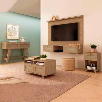 Painel 72 Polegadas Aparador 2 Mesas Tr4 Carvalho Arly
