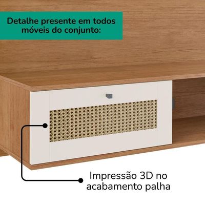 Painel 72 Polegadas Aparador 2 Mesas Tr4 Cinamomo Off White Arly