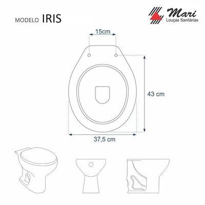 Assento Sanitário Poliéster Iris Branco Para Vaso Mari