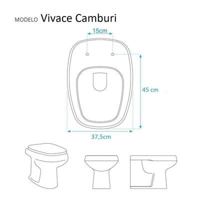 Assento Sanitário Soft Close Camburi Branco Para Vaso Vivace