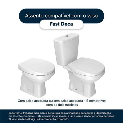 Assento Sanitário Poliéster Fast Branco Para Bacia Deca