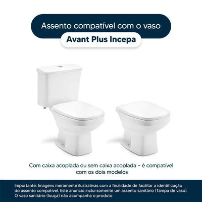 Assento Sanitário Soft Close Avant Plus Cinza Platina Para Vaso Incepa
