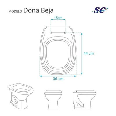 Assento Sanitário Soft Close Dona Beja Preto Para Vaso Santa Clara