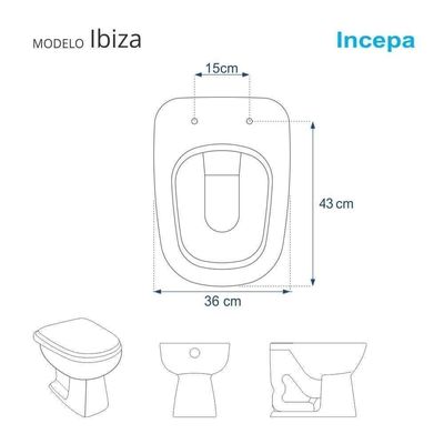 Tampa De Vaso Poliester Ibiza Branco Para Bacia Incepa Cidamar