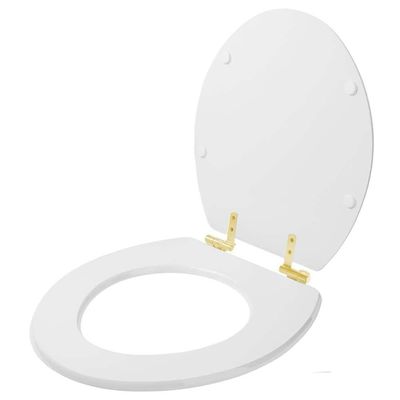 Assento Sanitário Soft Close Parati Branco Para Vaso Logasa Com Ferragem Dourada