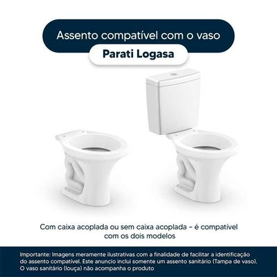 Assento Sanitário Soft Close Parati Branco Para Vaso Logasa Com Ferragem Dourada