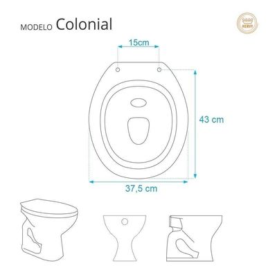 Tampa De Privada Em Mdf Colonial Preto Para Louça Hervy
