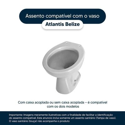 Assento Sanitário Soft Close Atlantis Cinza Claro Para Vaso Belize