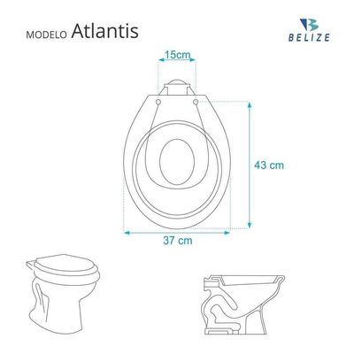 Assento Sanitário Soft Close Atlantis Cinza Claro Para Vaso Belize